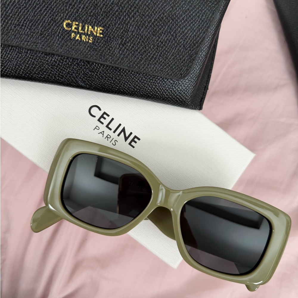Faux designer CC sunglasses green olive and Gold triumph Sunglasses - Picture 3 of 12